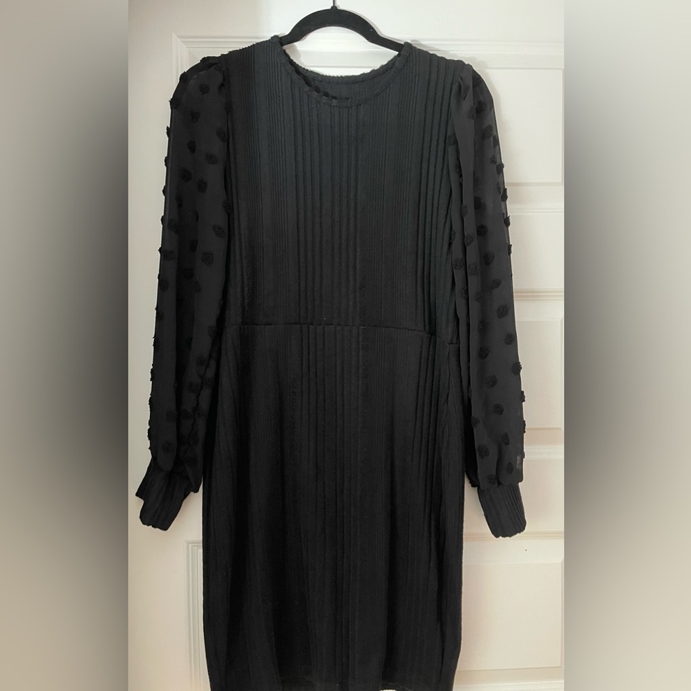 NWOT Black Bishop Sleeve Crew Neck Sweater Dress